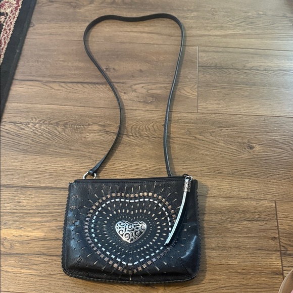 Brighton Black Crossbody Bag with Silver Heart Detail - Picture 1 of 7